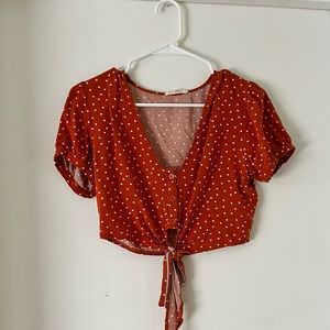 La Hearts PacSun Cropped Polka Dot Button Top
